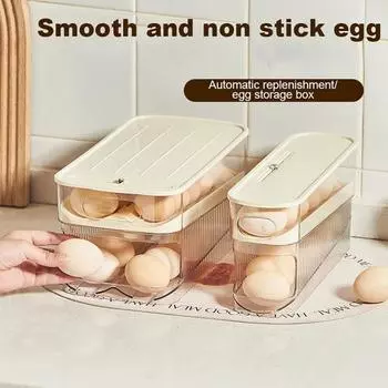 Держатель для яиц на холодильник, ящик для хранения пищевых продуктов, не содержит бисфенол А, большая емкость, двухъярусный автоматический прокручивающийся держатель для яиц A
