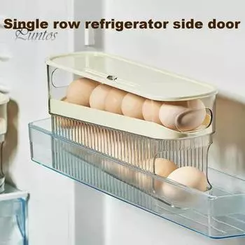 Держатель для яиц на холодильник, ящик для хранения пищевых продуктов, не содержит бисфенол А, большая емкость, двухъярусный автоматический прокручивающийся держатель для яиц B