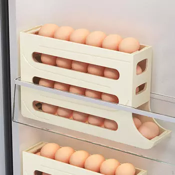 Держатель для яиц на колесиках, бытовой контейнер для яиц, 4-х уровневый лоток на 30 штук