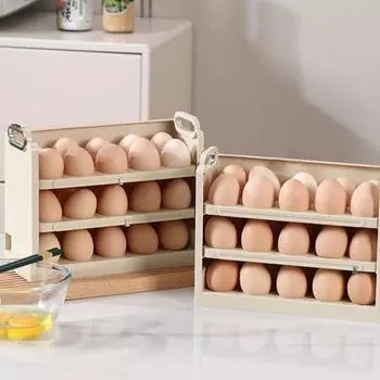 Держатель для яиц с конической канавкой, большая вместимость, 3-слойный контейнер для хранения яиц, холодильник, вертикальный лоток для яиц белый
