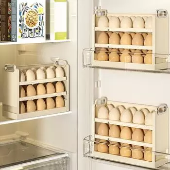 Держатель для яиц с конической канавкой, трехслойный контейнер для хранения яиц большой емкости, холодильник белый