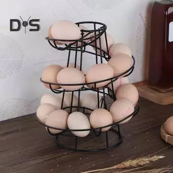 Держатель для яиц, спиральная стойка для хранения, нержавеющая, устойчивая к коррозии, конструкция с полым дном, диспенсер для хранения яиц серебряный
