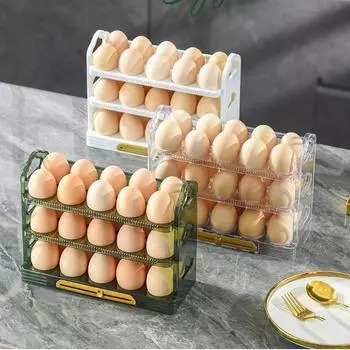 Держатель для яиц в холодильнике. Контейнер для хранения яиц в дверце холодильника. Хранит 30 яиц. зелёный