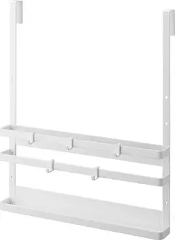 Держатель для разделочной доски и лотка Yamazaki Jitsugyo на дверце раковины, белый, W38 xx, на задней стенке кухонной двери, регулируемый по высоте крючок для хранения, в комплекте 1975 и прибл. белый