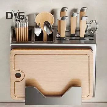 Держатель для разделочной доски, стойка для хранения с поддоном для сбора капель, прочный, выдерживающий нагрузку, простой в установке настенный органайзер для ножей и столовых приборов белый