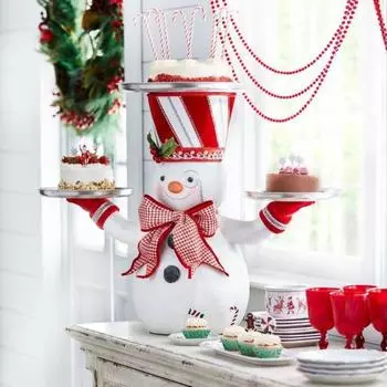 Держатель для рождественских угощений Праздничная фигура Санта-Клауса с подставкой для закусок Создает атмосферу Рождественский поднос A