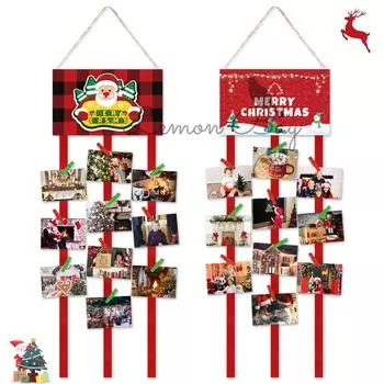 Держатель для рождественской открытки, настенный держатель для фотографий из фетра с 40 зажимами для фотографий, фоторамка, коллаж