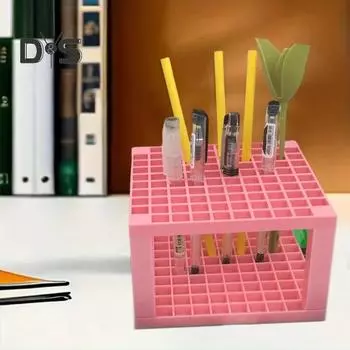 Держатель для ручек 96 слотов Дизайнерские художественные принадлежности Органайзер для кистей для макияжа Легко собрать Художественные принадлежности для дома и офиса серый