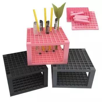 Держатель для ручек 96 слотов Дизайнерские художественные принадлежности Органайзер для кистей для макияжа Легко собрать Художественные принадлежности для дома и офиса серый