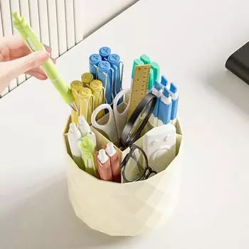 Держатель для ручек, большой емкости, поворотный, с 5 отделениями, гладкая классификация, для хранения, студенческий настольный офис, держатель для ручек, правило, держатель для ластика для карандашей белый