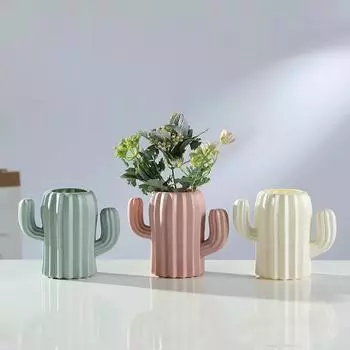 Держатель для ручек, креативные студенческие канцелярские принадлежности, настольный стол кактус, многофункциональный ящик для хранения, полиэтиленовый контейнер для ручек, горшок для кистей, офисные принадлежности розовый