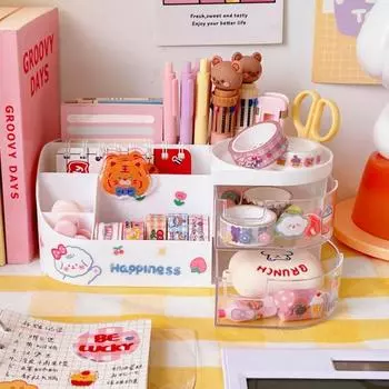 Держатель для ручек, легкий доступ, многофункциональный, 2 размера, практичный органайзер для кистей для макияжа, настольный органайзер для студентов L розовый