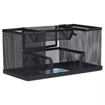 Держатель для ручек металлический прямоугольный сетчатый контейнер для карандашей черный настольный ящик для хранения в офисе