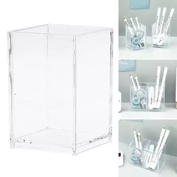 Держатель для ручек Прозрачный большой емкости с гладкими краями Легко деформируемое стабильное основание Акриловый держатель для кистей для макияжа Контейнер для хранения карандашей Офисные принадлежности прозрачный