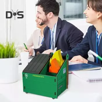 Держатель для ручек с карточками Flame, 3 отделения, огнестойкий настольный контейнер для хранения ручек с более чем 100 карточками Flame зелёный