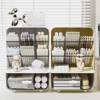 Держатель для ручек Slant, ящик для хранения канцелярских принадлежностей для ученического стола с прозрачным ящиком, большой емкости, пыленепроницаемый для хранения белый