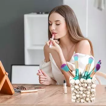 Держатель для ручек в форме черепа, органайзер для макияжа, настольный, офисный, большой емкости, ящик для хранения туалетных кистей белый