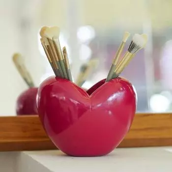 Держатель для ручек в форме сердца, настольный органайзер большой емкости, портативный влагостойкий многоцелевой органайзер, подставка для дисплея розы красного