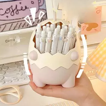 Держатель для ручек в виде динозавра, студенческий настольный ящик для хранения канцелярских принадлежностей, мультяшный детский настольный пенал для девочек, держатель для ручек dinosaur розовый