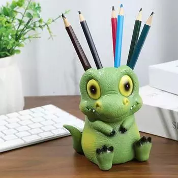 Держатель для ручек в виде динозавра Yousheng, декоративный органайзер для стола из смолы, аксессуары, большая емкость, многофункциональный держатель для кистей для макияжа, кухонная утварь красный