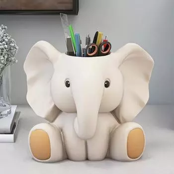 Держатель для ручек в виде слона, устойчивый к выцветанию органайзер для стола из смолы, многофункциональный офисный декор, идеальные настольные аксессуары Elephant