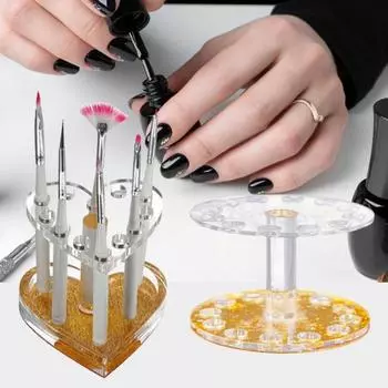 Держатель для ручек, высокая прочность, яркий цвет, компактный акриловый лак для ногтей, подставка для ручек, дизайн ногтей Heart золотистый
