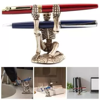 Держатель для ручек Жуткий скелетный дизайн Стойка для хранения ручек Прочный компактный органайзер для стола из смолы Skull