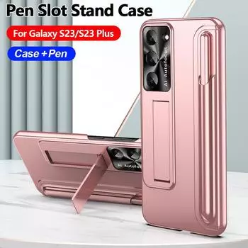 Держатель для ручки, чехол для Samsung S23 Plus 5g, чехол-подставка, защитная задняя крышка для Galaxy S23 Plus 5g, чехлы с сенсорным стилусом For Galaxy S23 чёрный