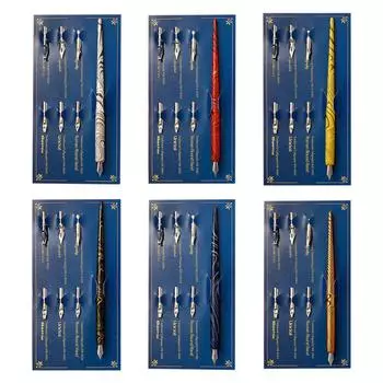 Держатель для ручки для каллиграфии в стиле манга из мрамора с 6 наконечниками для нанесения надписей на лыжах королевский синий