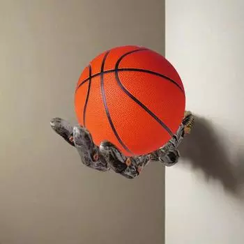 Держатель для ручного баскетбольного мяча, держатель для ручного мяча из смолы, настенное крепление, стойка для демонстрации ладонных мячей для баскетбола, футбола, волейбола, регби серебряный