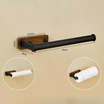 Держатель для рулона бумаги из орехового дерева, скандинавский свет, роскошный держатель для пищевой пленки, держатель для бумажных полотенец, кухонное хранилище, без перфорации чёрный