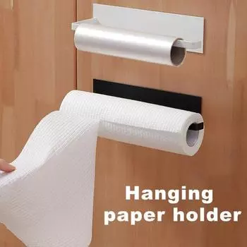 Держатель для рулона бумаги, вешалка для полотенец, прочная несущая способность, устойчивая к ржавчине, простая установка, не требующая перфорации, подвесная полка для хранения B чёрный