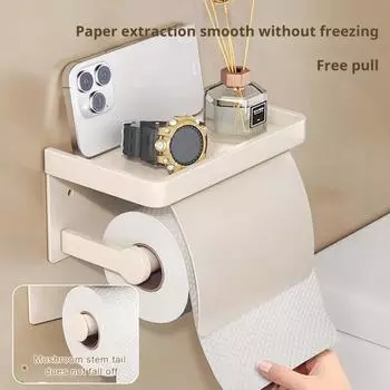 Держатель для рулона туалетной бумаги с полкой для телефона, водонепроницаемый, устойчивый к брызгам, с большой несущей способностью, утолщенный, самоклеящийся, держатель для туалетной бумаги, рулон салфеток B