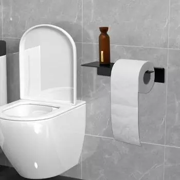 Держатель для рулона туалетной бумаги с полкой, простая установка, современный дизайн, настенный