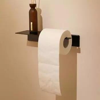 Держатель для рулона туалетной бумаги Yousheng с полкой, простой в установке, современный дизайн, настенное крепление, держатель для туалетной бумаги для ванной комнаты чёрный