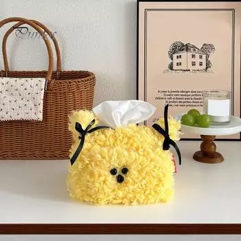 Держатель для салфеток Большая вместимость Очаровательный внешний вид Простая замена Плюшевая мультяшная собака в скандинавском стиле Коробка для салфеток белый