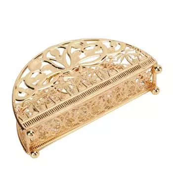 Держатель для салфеток Гальваническое покрытие Полый Железный Узор Настольный Вертикальный Золотой Металлический Держатель для Салфеток для