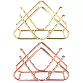 Держатель для салфеток Iron Art Vertical Style V-образный, большой емкости, с утолщенным дном, расширяющийся, с дизайнерской бумагой Rose Gold