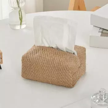 Держатель для салфеток из хлопчатобумажной льняной ткани, прямоугольный, ручной работы, большая емкость для косметических салфеток A