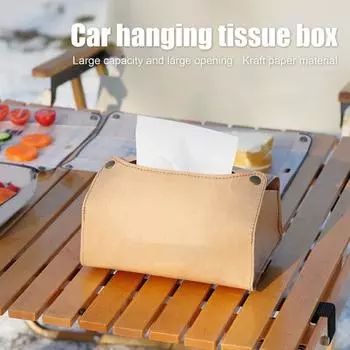Держатель для салфеток из крафт-бумаги с застежкой-кнопкой, эластичным ремешком, большой емкости, для крепления на подголовник автомобиля, солнцезащитный козырек, сумка для хранения салфеток, диспенсер для чехла хаки