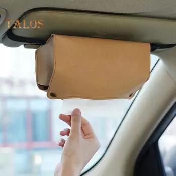 Держатель для салфеток из крафт-бумаги с застежкой-кнопкой, эластичным ремешком, большой емкости, для крепления на подголовник автомобиля, солнцезащитный козырек, сумка для хранения салфеток, диспенсер для чехла хаки