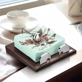 Держатель для салфеток из нержавеющей стали из орехового дерева, металлический держатель для салфеток, диспенсер, рамка для дисплея, домашняя кухня, ванная комната, столовая, украшение