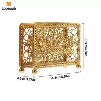 Держатель для салфеток, нежный ретро квадратный полый дизайн, настольный декор, держатель для салфеток, стойка для салфеток для столов, ужинов, вечеринок, офисов золотой