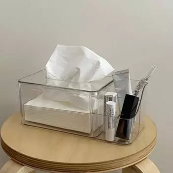 Держатель для салфеток, прозрачный, видимый, с 2 отделениями, многофункциональный, пластиковый, настольный, коробка-диспенсер для салфеток, принадлежности для гостиной прозрачный