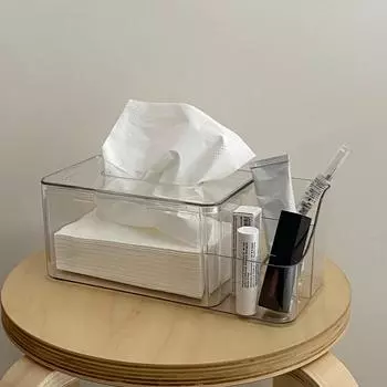 Держатель для салфеток, прозрачный, видимый, с 2 отделениями, пластиковый настольный диспенсер для салфеток, коробка, принадлежности для гостиной