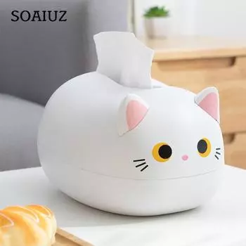 Держатель для салфеток с мультяшным котом, автомобильная бумага, прекрасная коробка для салфеток, украшение для дома белый