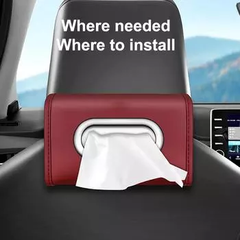 Держатель для салфеток в машину, чехол для коробки с салфетками, держите автомобиль в порядке, прямоугольный органайзер для салфеток на заднее сиденье из высококачественной искусственной кожи чёрный