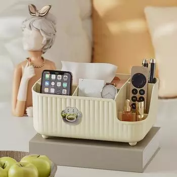 Держатель для салфеток в виде кошачьей лапы, современный контейнер для дозатора салфеток, многофункциональный настольный пульт дистанционного управления, стационарная ручка, ящик для хранения макияжа L белый