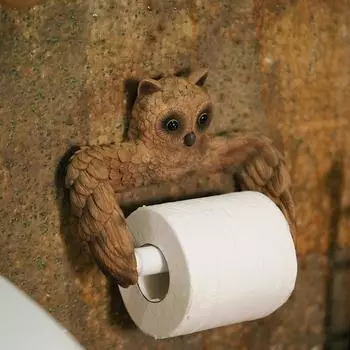 Держатель для салфеток в винтажном стиле в виде совы, настенный крючок для полотенец, держатель для бумажных полотенец, прочная вешалка для рулонов бумаги в стиле ретро в виде животного для ванной комнаты белый
