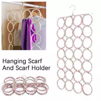 Держатель для шарфа с 28 отверстиями, крючок для галстука, шарфов, органайзер для экономии места в шкафу, держатель для хранения, стойка для хранения домашних аксессуаров розовый